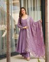 Luxe Crushed Chinon Anarkali Suit Embroidered Dupatta