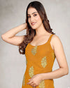 Sleeveless Foil Leaf Print Rayon Daily Wear Kurti