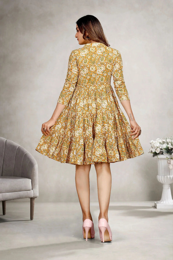 Floral Cotton Fit & Flare Short Dress for Women
