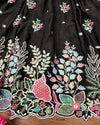 Floral Embroidered Black Lehenga Choli
