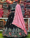 Floral Embroidered Black Lehenga Choli