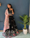 Floral Embroidered Black Lehenga Choli