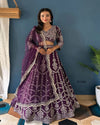 Regal Purple Embroidery Sequence Lehenga Set