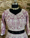 Dusty Lilac Designer Heavy Net Pearl Embroidered Lehenga Set
