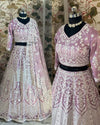 Dusty Lilac Designer Heavy Net Pearl Embroidered Lehenga Set