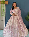 Dusty Lilac Designer Heavy Net Pearl Embroidered Lehenga Set