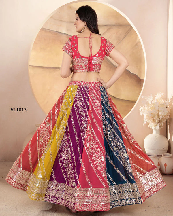 Dazzling Multi-Panel Faux Georgette Lehenga Choli for Sangeet & Weddings