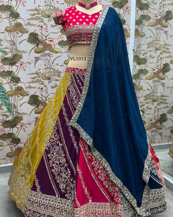 Dazzling Multi-Panel Faux Georgette Lehenga Choli for Sangeet & Weddings