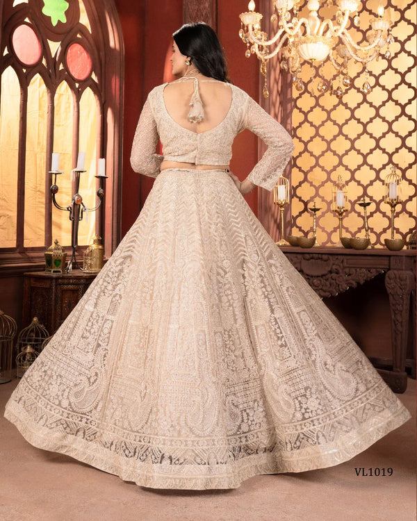 Ethereal Ivory Net Embroidery Lehenga for Reception