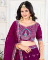 Magenta Faux Georgette Sequin Peacock Lehenga Choli for Sangeet