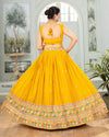 Mustard Star Georgette Sequin Lehenga Set for Festivals