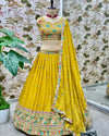Mustard Star Georgette Sequin Lehenga Set for Festivals