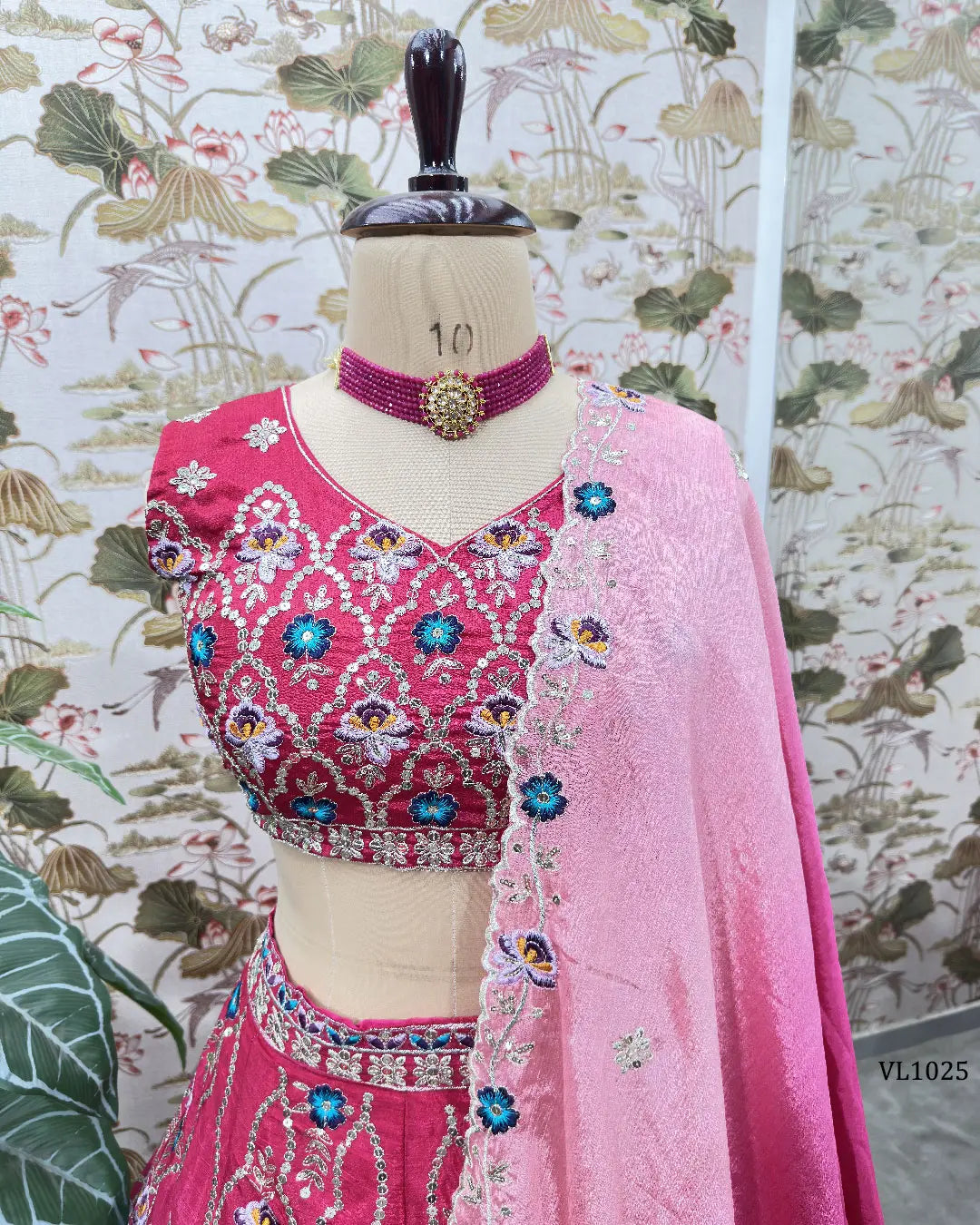 Pink Ombré Chinon Embroidery Lehenga for Festive Wear