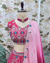 Pink Ombré Chinon Embroidery Lehenga for Festive Wear
