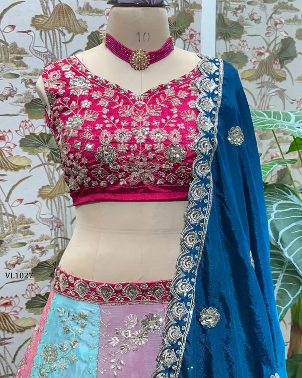 Vibrant Chinon Embroidered Lehenga Choli for Weddings