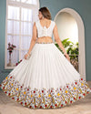 White Chinon Floral Embroidered Lehenga Choli for Wedding