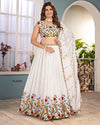 White Chinon Floral Embroidered Lehenga Choli for Wedding