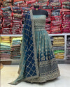 Teal Blue Embroidered Faux Georgette 2D Lehenga Choli