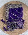 Royal Purple Tabby Organza Silk Sequin Saree for Party