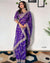 Royal Purple Tabby Organza Silk Sequin Saree for Party