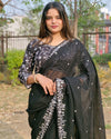 Elegant Black Candy Crush Sequin Saree with Embroidered Mono Banglori Blouse