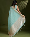 Soft Tissue Linen Silk Saree with Gota-Patti Checks