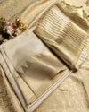 Gold Zari Woven Assam Silk Saree with Geometric Temple Border