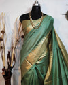 Gold Zari Woven Assam Silk Saree with Geometric Temple Border