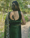 Radiant Emerald Sheer Barbari Silk Saree – Party & Festive Glamour