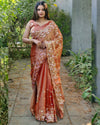 Radiant Emerald Sheer Barbari Silk Saree – Party & Festive Glamour