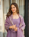 Luxe Crushed Chinon Anarkali Suit Embroidered Dupatta