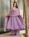 Luxe Crushed Chinon Anarkali Suit Embroidered Dupatta