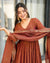 Luxe Crushed Chinon Anarkali Suit Embroidered Dupatta
