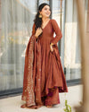 Luxe Crushed Chinon Anarkali Suit Embroidered Dupatta