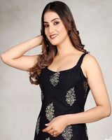Sleeveless Foil Leaf Print Rayon Daily Wear Kurti