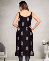 Women’s Rayon Sleeveless Kurti with Gold Foil Butta for Daily Wear