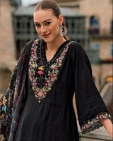 Roman Silk Floral Embroidered Suit with Tabby Silk Dupatta