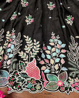 Floral Embroidered Black Lehenga Choli
