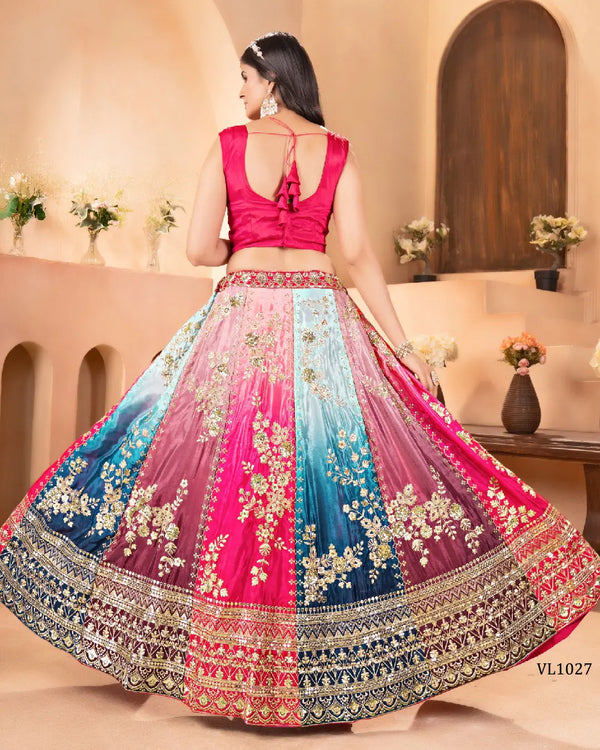 Vibrant Chinon Embroidered Lehenga Choli for Weddings