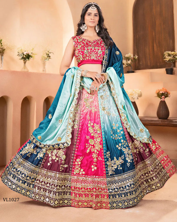 Vibrant Chinon Embroidered Lehenga Choli for Weddings