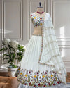 White Chinon Floral Embroidered Lehenga Choli for Wedding