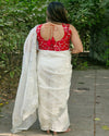 Elegant Organza Sequin Saree with Contrast Blouse for Parties