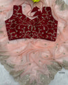 Elegant Organza Sequin Saree with Contrast Blouse for Parties