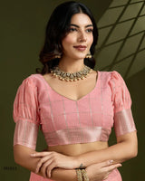 Soft Tissue Linen Silk Saree with Gota-Patti Checks