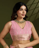 Soft Tissue Linen Silk Saree with Gota-Patti Checks