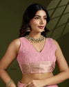 Soft Tissue Linen Silk Saree with Gota-Patti Checks