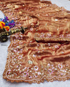 Radiant Emerald Sheer Barbari Silk Saree – Party & Festive Glamour